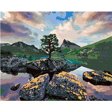 Diamondi - Diamantové malování - JEZERO INNERDALSVATNA, 40x50 cm, Vypnuté plátno na rám (606902B)