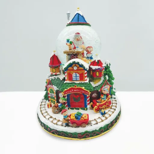 ACA Lighting LED RGB vesnička se zasněženou koulí s hudbou 220-240V/ 3AA na baterie 23x22x26.5cm X0319