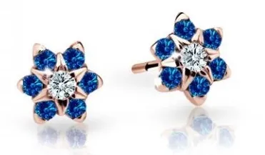 Cutie Jewellery Půvabné dětské náušnice z růžového zlata C2152-30-X-4 modrá