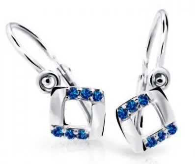 Cutie Jewellery Čtvercové dětské náušnice z bílého zlata C2268-10-X-2 modrá