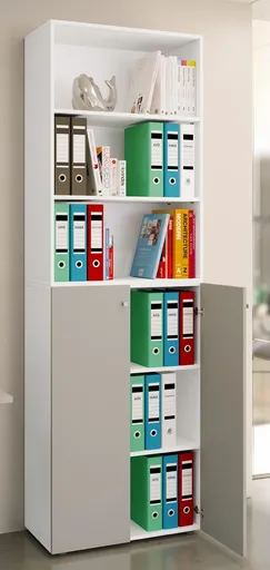 VCM Botník Lona 2XL s otočnými dvířky + police, bílá