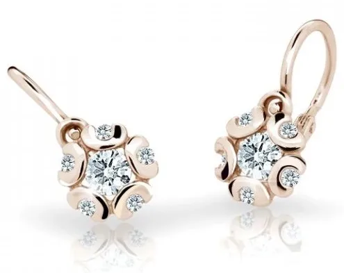 Cutie Jewellery Dětské náušnice z růžového zlata C2178-10-X-4 bílá