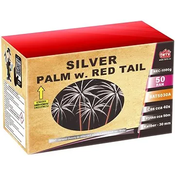Ohňostroj - baterie výmetnic silver palm w. red tail 50ran  (8595596306114)