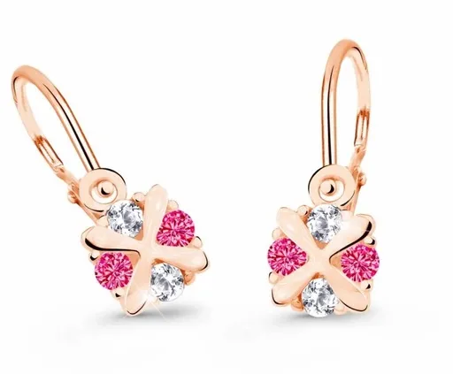 Cutie Jewellery Dětské náušnice z růžového zlata C2153-10-X-4 fuchsiová