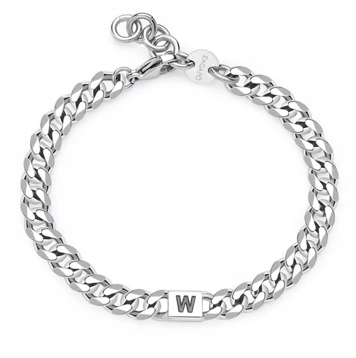 S'Agapõ Pánský ocelový náramek s písmenem W Monogram SMG32