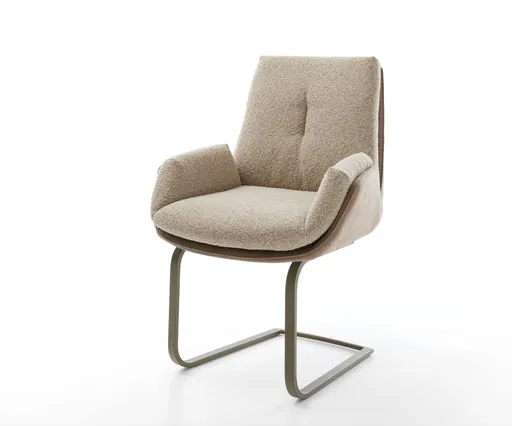 Jídelní židle Clea-Flex směs materiálů béžová konzolová podnož