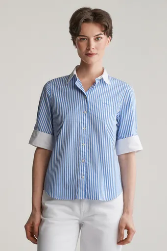 KOŠILE GANT REG CONTRAST STRIPED SS SHIRT PERFECT BLUE