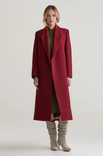 KABÁT GANT TEXTURED WRAP COAT PLUMPED RED