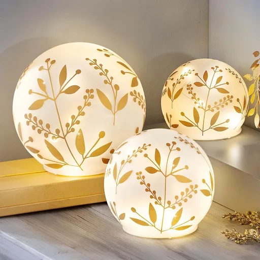 LED světelné koule Golden Leaf, sada 3 ks