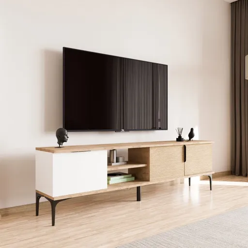 TV stolek Tarz - White, Oak