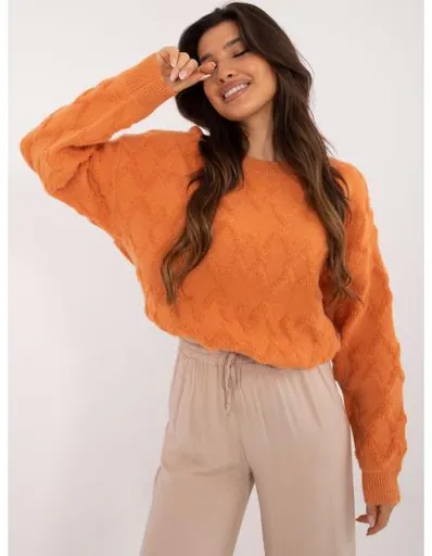 Dámský svetr s kulatým výstřihem oversize oranžový