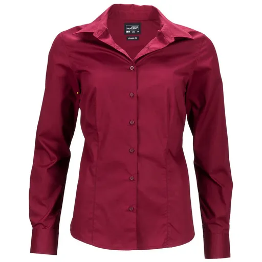 James & Nicholson (Daiber) Dámská košile s dlouhým rukávem JN641 - Vínová | XL