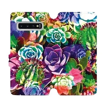 Flipové pouzdro na mobil Samsung Galaxy S10 - MG08S Sukulenty a kaktusy (5903226811687)