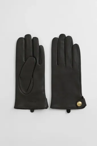 RUKAVICE GANT BUTTONED LEATHER GLOVES DEEP BROWN