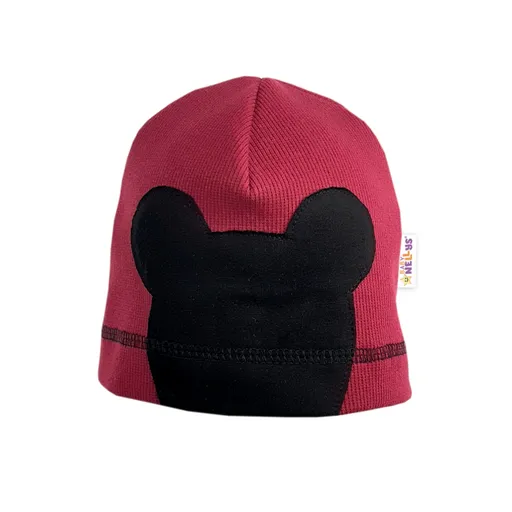 Baby Nellys Jarní, podzimní čepice Mouse, vínová, 2/4 roky