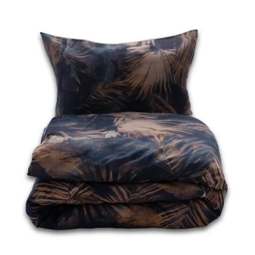 Povlečení ze směsi bavlny a lnu Vodní listy, 160 x 200 cm, 2 ks 70 x 80 cm