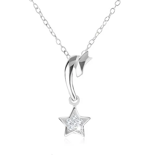Náhrdelník ze stříbra 925 - řetízek a přívěsek ve tvaru komety, čiré kamínky