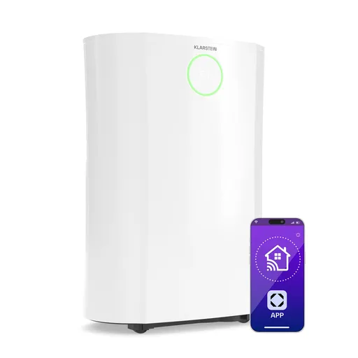 Klarstein DryFy ProConnect 16L odvlhčovač vzduchu, 16 l/den, 18 m², WiFi, Aplikace, LED indikátor, 24-hodinový časovač
