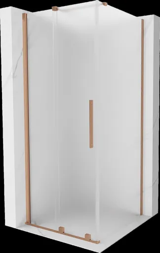 MEXEN/S Velar sprchový kout, posuvné dveře 90 x 90, dekor, měď kartáčovaná 871-090-090-31-65