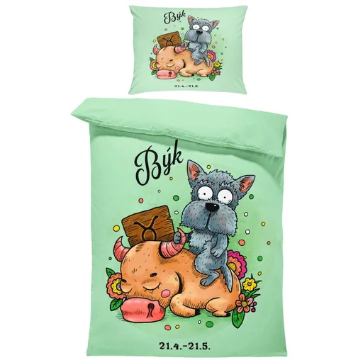 Povlečení Psí znamení – býk (Rozměr : 1x140/220 + 1x90/70)