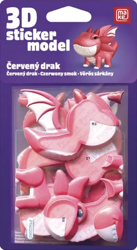 3D Samolepkové ještěrky - Červený drak