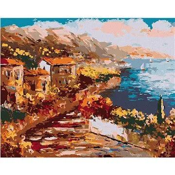 Diamondi - Diamantové malování - VÝHLED Z ŘECKÉHO PŘISTAVU, 40x50 cm, Vypnuté plátno na rám (606600B)