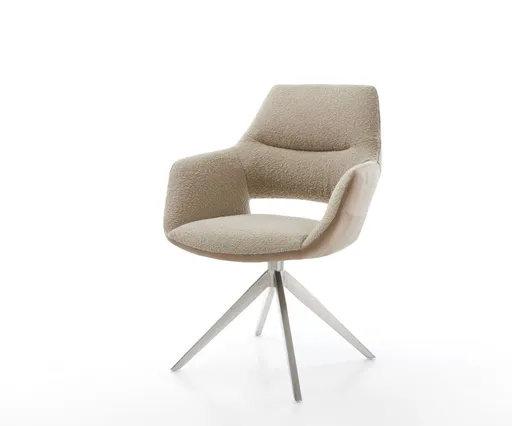 Jídelní židle Yago-Flex s područkami mix materiálů béžová