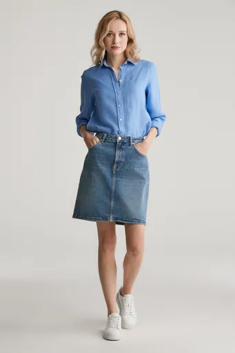 SUKNĚ GANT DENIM SKIRT MID BLUE BROKEN IN