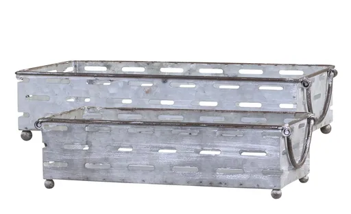 2ks plechový antik podnos Old French - 34*17*8 cm Chic Antique