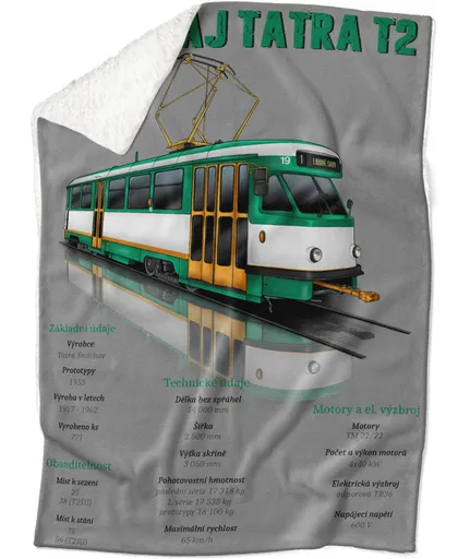 Deka Tramvaj T2 – zelená (Podšití beránkem: ANO)