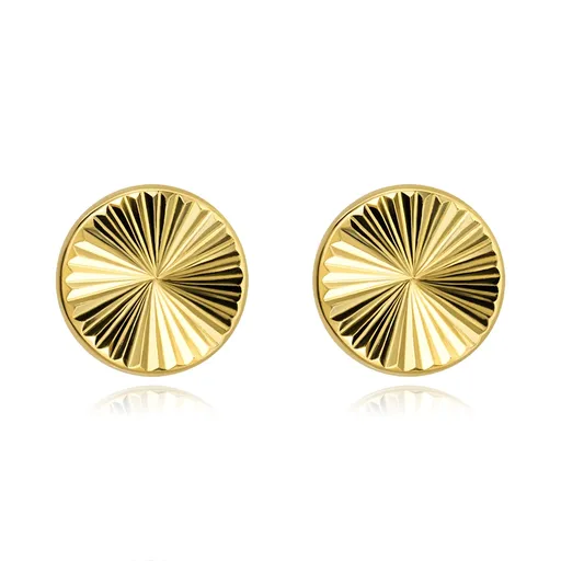 Zlaté náušnice ze 14K zlata s vyrytým vzorem paprsku