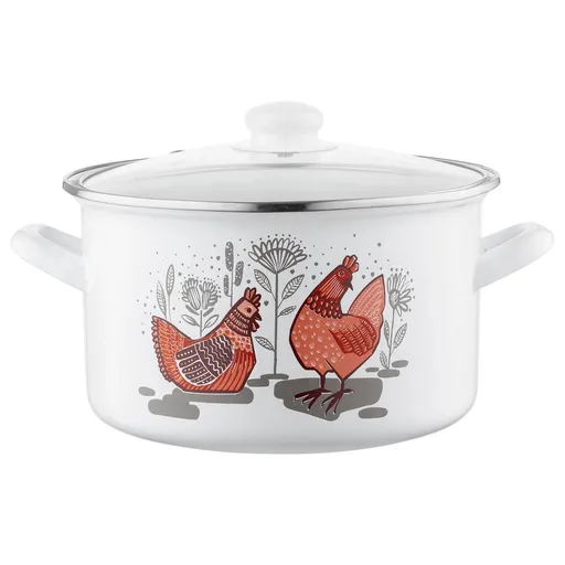 Emalia Pleszew Smaltovaný hrnec s poklicí Rubinka, 22 cm, 4,7 l, pr. 22 cm