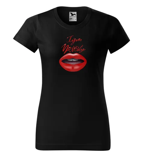 Tričko Team nevěsty – lips (dámské) (Velikost: XL, Barva trička: Černá)