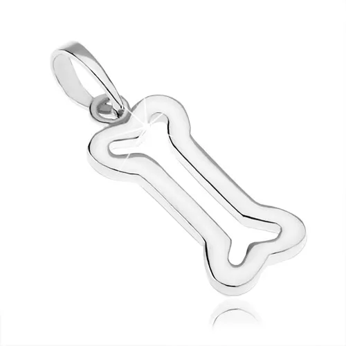 Přívěsek ze stříbra 925, lesklá kontura kosti pro pejska