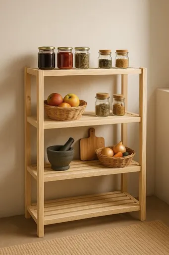 Gaboni 85981 Dřevěný regál, 4 police, 133 x 80 x 33 cm