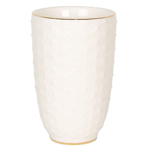 Porcelánový kelímek na zubní kartáčky se zlatým pruhem  - Ø 7*12 cm Clayre & Eef