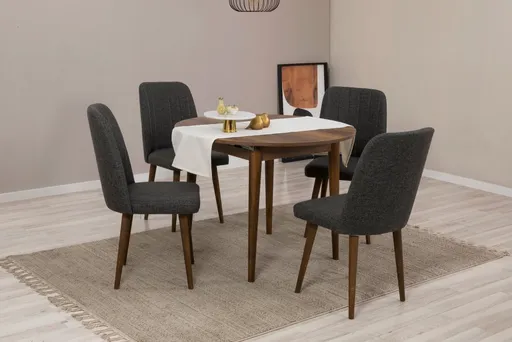 Jídelní set s rozkládacím stolem a židlemi (5 kusů) Vina 1053 - Anthracite, Walnut