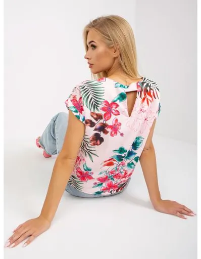 Dámská halenka s letním vzorem RUE PARIS světle růžová