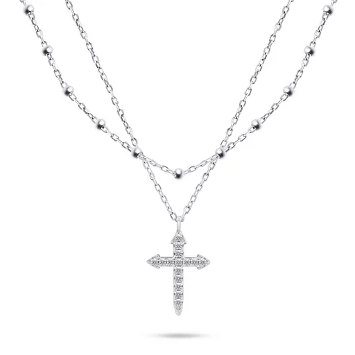 Brilio Silver Stylový dvojitý stříbrný náhrdelník NCL93W