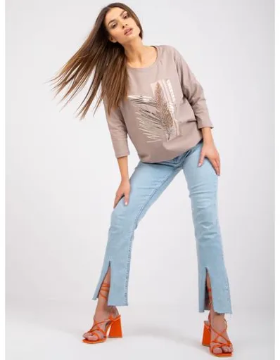 Dámská halenka s aplikací SARA tmavě béžová