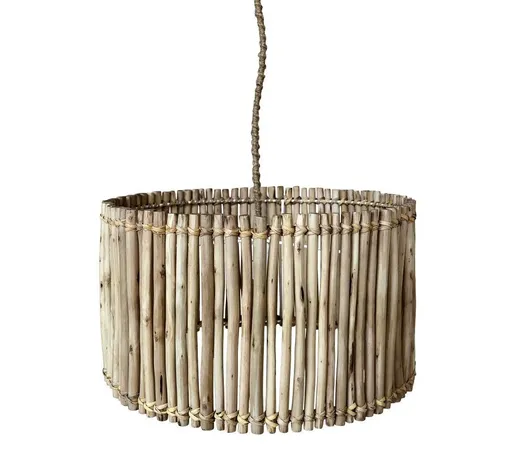 Přírodní závěsné světlo s dřevěným stínidlem Eucalypt - Ø 50*28cm/ E27/ 40W Chic Antique