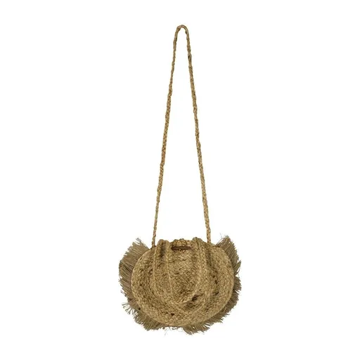 Přírodní kulatá jutová Crossbody s třásněmi - Ø26*7cm Mars & More