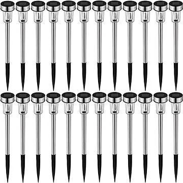 Tectake Zahradní solární světlo barevné LED zapichovací sada 24 ks, stříbrná (403913)