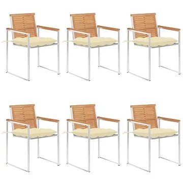 SHUMEE Židle zahradní s poduškami, teak 3078598 - 6ks v balení (3078598)