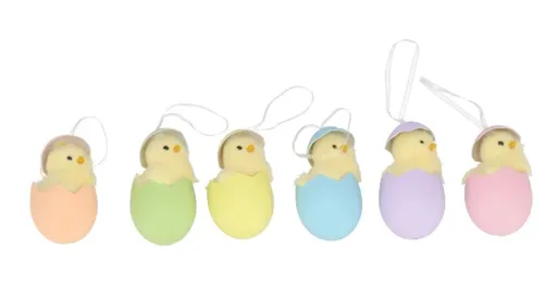 6ks závěsná dekorace kuřátko v barevném vajíčku - 7*11 cm 934062