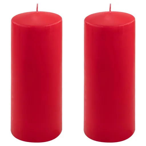 Červená parafínová svíčka 25 cm, 180 h hoření, sada 2 ks