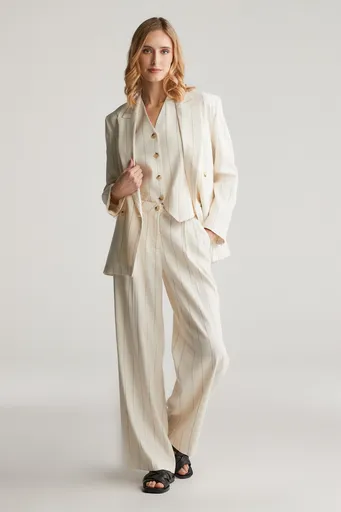 KALHOTY GANT PINSTRIPE LINEN PANT EGGSHELL