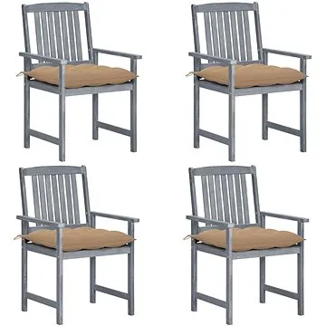 Režisérská křesla s poduškami 4 ks šedá masivní akáciové dřevo, 3061258 (3061258)