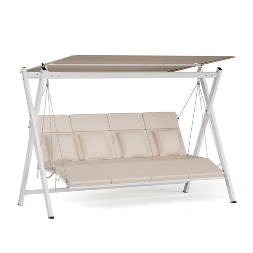 Blumfeldt FlexiSwing hollywoodská houpačka 4místná Nastavitelné opěradlo + sluneční stříška, odolná vůči povětrnostním vlivům