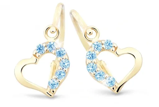 Cutie Jewellery Něžné dětské náušnice ze žlutého zlata C2757-10-X-1 světle modrá